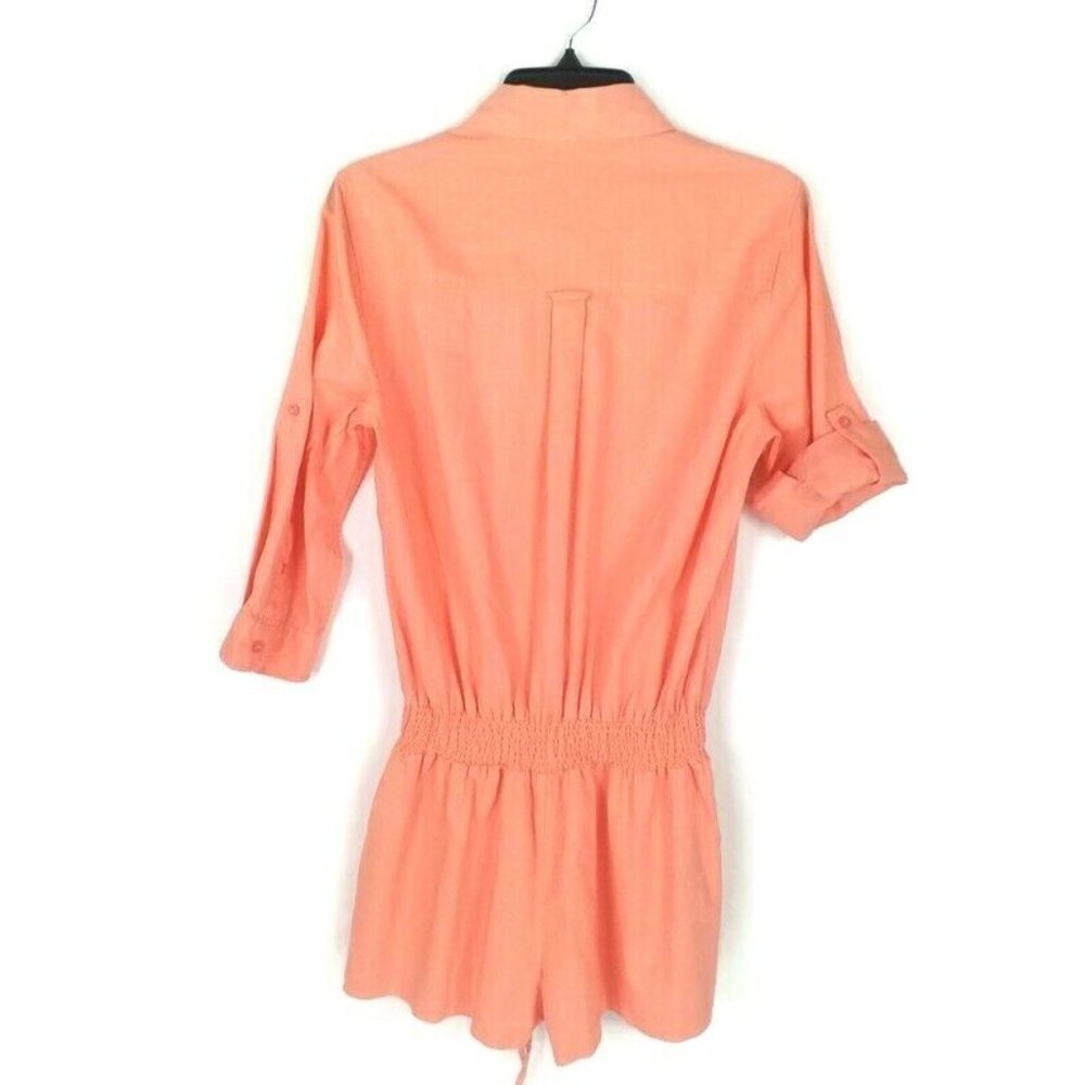 Vintage Victoria’s Secret Orange Flax Blend Romper Womens 8 Button Front - Picture 8 of 13